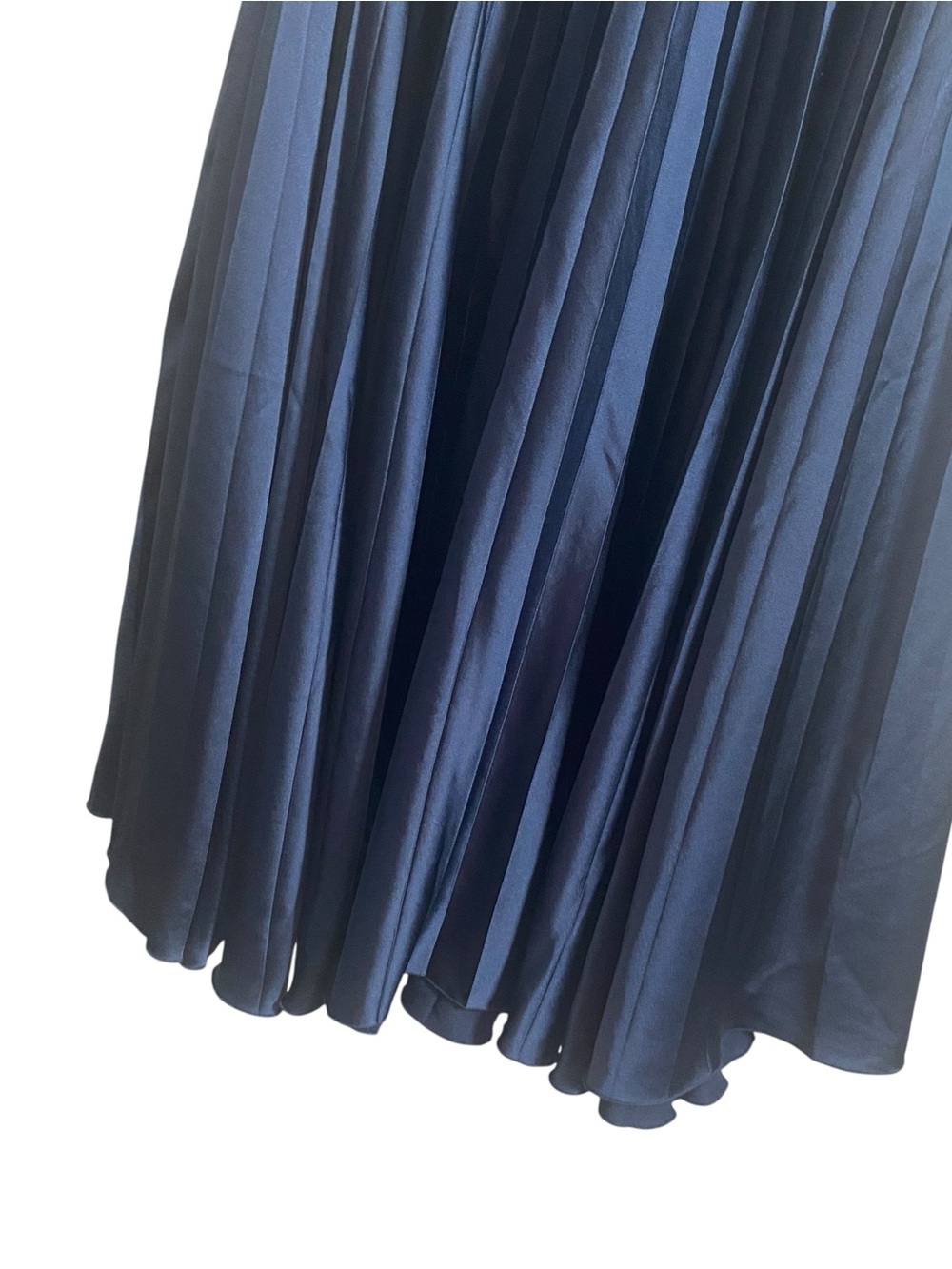 Abercrombie and Fitch Navy Blue Satin Pleated Midi Skirt Size Medium - Picture 5 of 8
